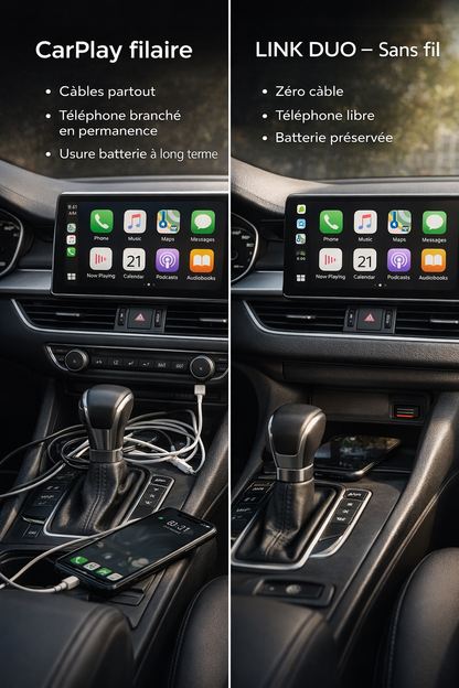 Link Duo — CarPlay & Android Auto sans fil