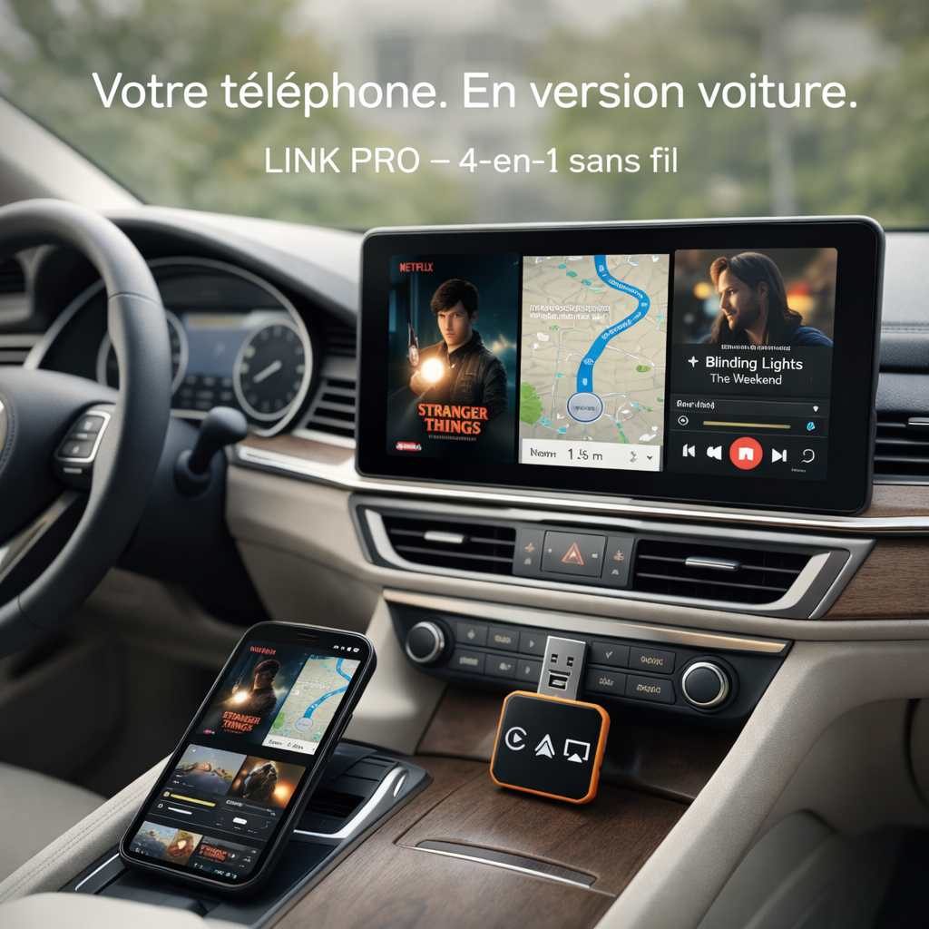 Link Pro — CarPlay & Android Auto sans fil, avec vidéo