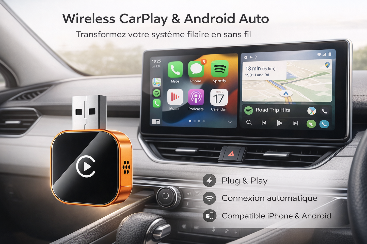 Link Duo — CarPlay & Android Auto sans fil